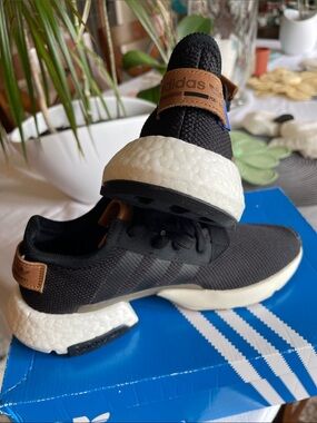 adidas Black Sneakers with Tan and Blue Accents